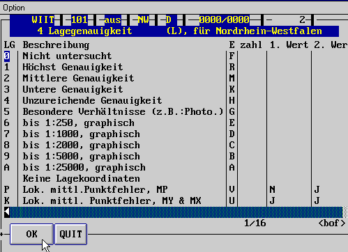 Tabelle der Lagegenauigkeiten (8 KB)