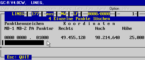 Anzeige der gelschten Koordinate (6 KB)