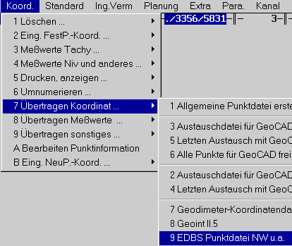 Aufruf Ausgabe EDBS-Punktdatei NW und andere 8 KB