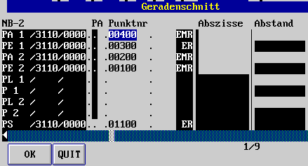 Die Eingabetabelle, linker Teil  (7 KB)