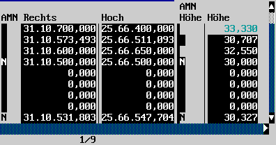 Die Eingabetabelle, rechter Teil  (7 KB)