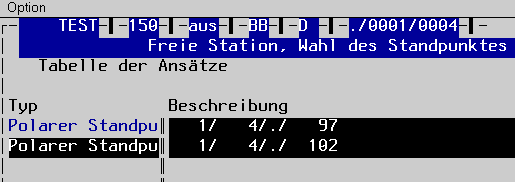 Die Eingabetabelle