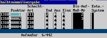 Tabelle der Schachtnummernvergabe, mittlerer Teil  (5 KB)